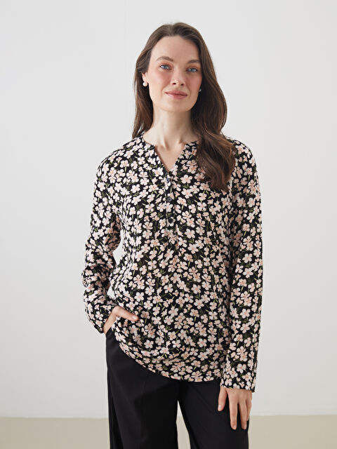 LCW Grace Notch Neck Floral Blouse - S5J366Z8-LQJ
