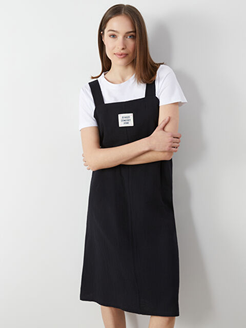 LCW Comfort Kare Yaka Kadın Salopet Elbise ve Tişört - S5J368Z8-CVL