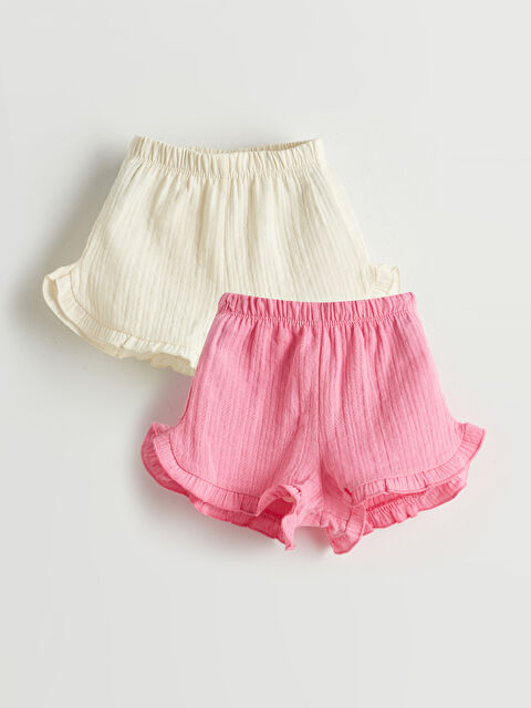 LCW baby Beli Lastikli Basic Kız Bebek Şort 2'li - S5J396Z1-VHJ