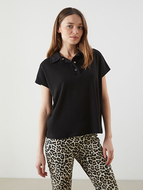 LCWAIKIKI Classic Polo Yaka Oversize Kadın Tişört - S5J406Z8-CVL