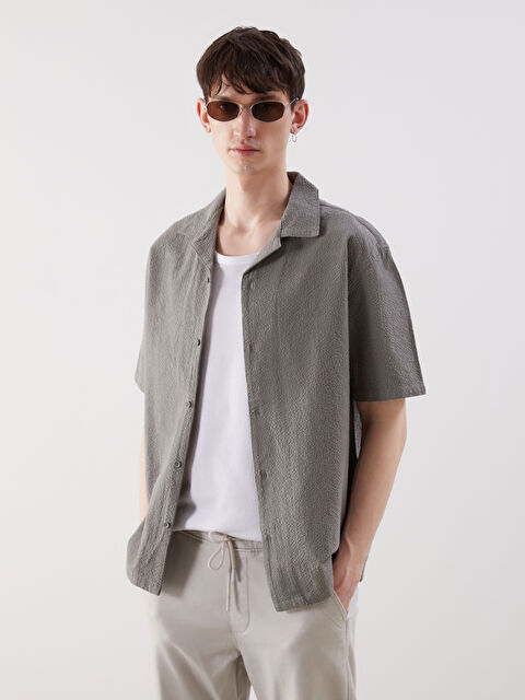 XSIDE Rahat Kalıp Kısa Kollu Armürlü Erkek Gömlek - S5J411Z8-R1C