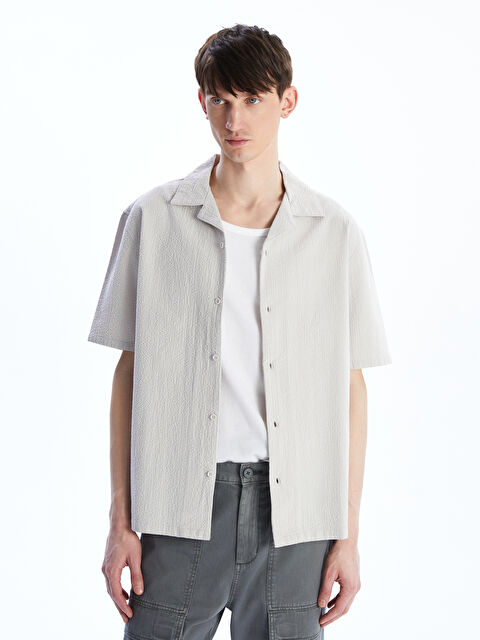 XSIDE Rahat Kalıp Kısa Kollu Armürlü Erkek Gömlek - S5J411Z8-R7Z
