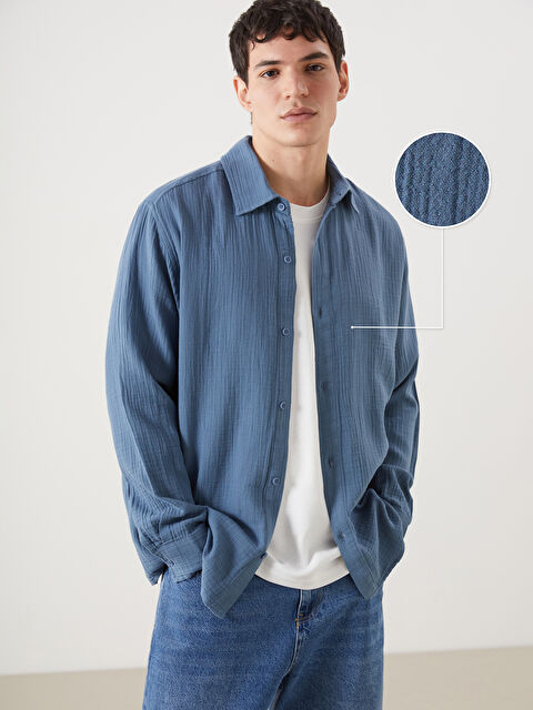 XSIDE Regular Fit Uzun Kollu Müslin Erkek Gömlek - S5J412Z8-VZQ