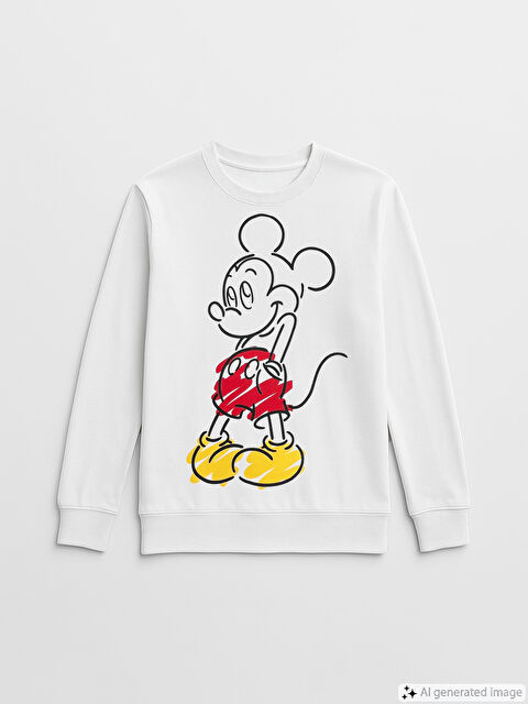 LCWAIKIKI Classic Crew Neck Mickey Mouse Printed Women's Sweatshirt - S5J443Z8-Q6K