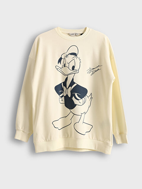 LCWAIKIKI Classic Crew Neck Donald Duck Printed Women's Thick Sweatshirt - S5J447Z8-FEQ