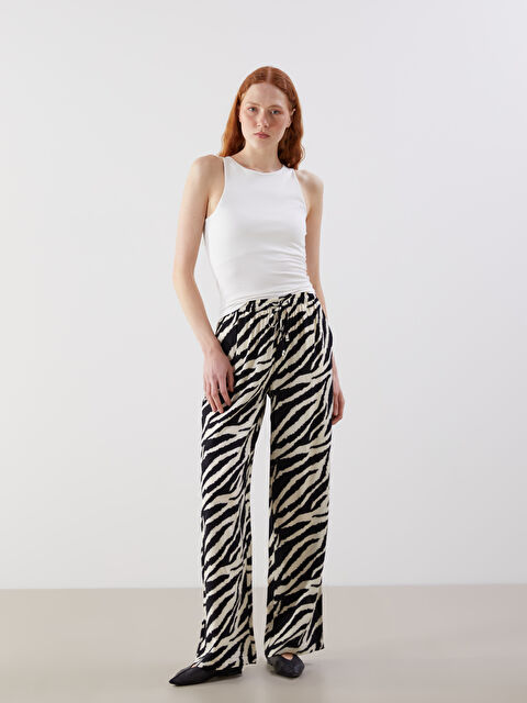 LCW Vision Elastic Waist Zebra Patterned Women's Trousers - S5J498Z8-LQJ
