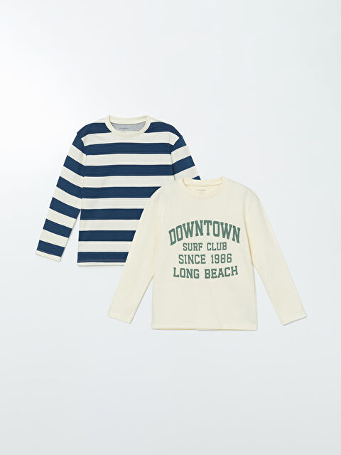 LCW Kids Bisiklet Yaka Baskılı Erkek Çocuk Tişört 2'li - S5J561Z1-QVK