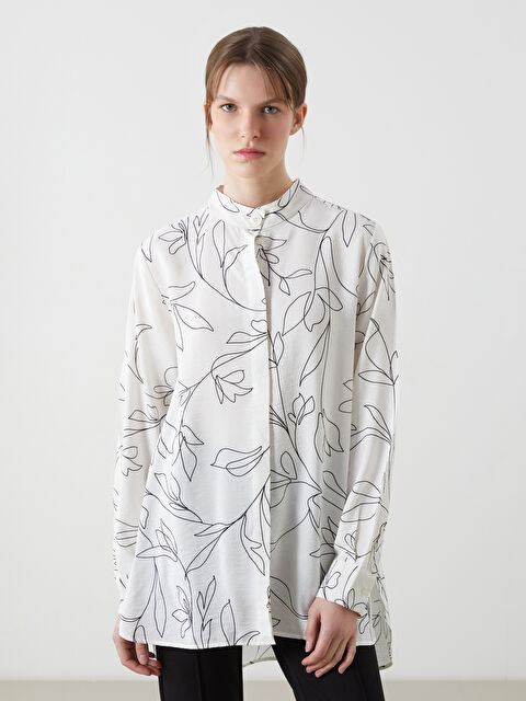 LCWAIKIKI Classic Hakim Yaka Desenli Kadın Gömlek Tunik - S5J562Z8-LRA