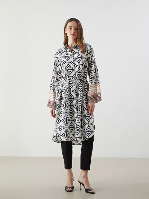 LCWAIKIKI Classic Desenli Oversize Kadın Gömlek Tunik - S5J564Z8-VE4