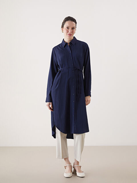 LCWAIKIKI Classic Oversize Krinkle Kadın Gömlek Tunik - S5J586Z8-DR6