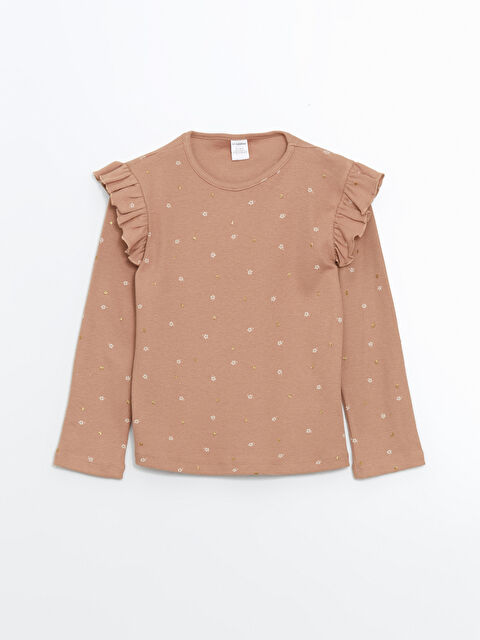 LCW Kids Bisiklet Yaka Çiçekli Kız Çocuk Tişört - S5J680Z1-LQX