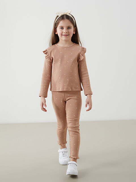 LCW Kids Bisiklet Yaka Kız Çocuk Bluz ve Tayt 2'li - S5J684Z1-LQX