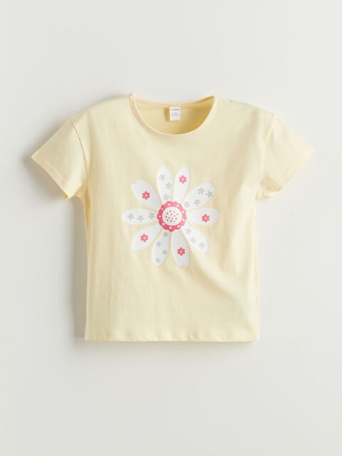 LCW Kids Crew Neck Plain Floral Girls' T-Shirt - S5J708Z1-FQ0
