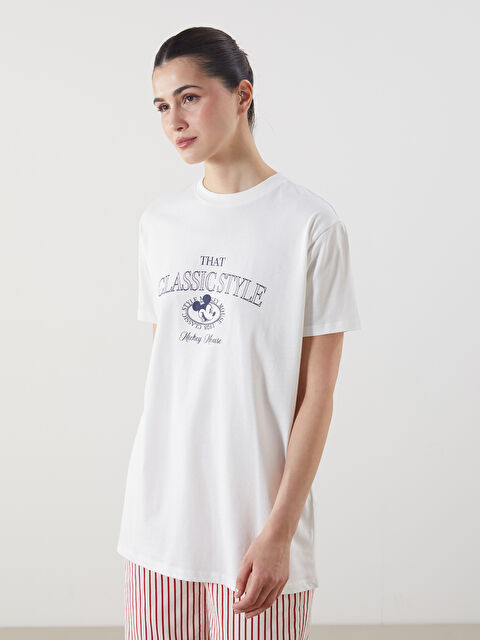 LCW Modest Mickey Mouse Baskılı Oversize Kadın Tişört - S5J775Z8-R9J