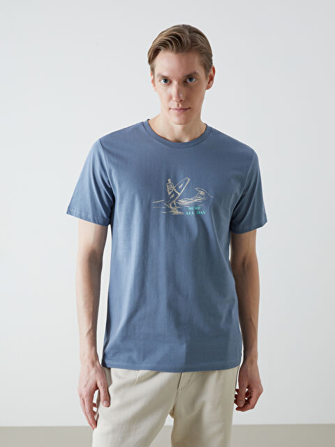 LCW ECO Bisiklet Yaka Kısa Kollu Baskılı Penye Erkek Tişört - S5J809Z8-H8X