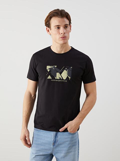 LCW ECO Bisiklet Yaka Kısa Kollu Baskılı Penye Erkek Tişört - S5J835Z8-CVL