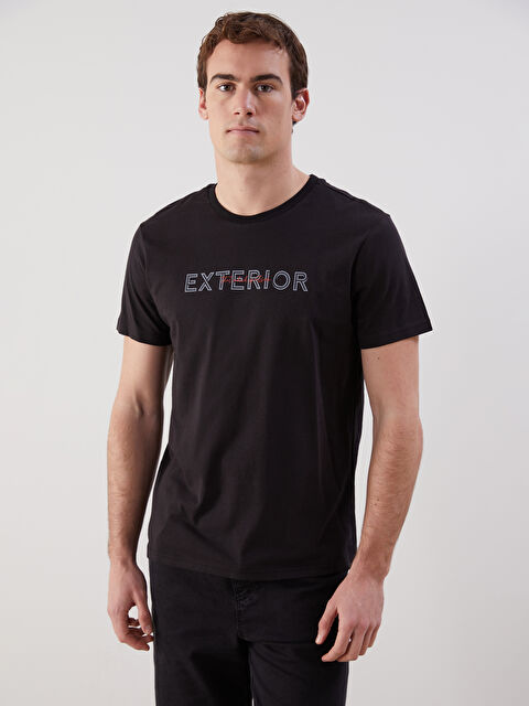 LCW ECO Bisiklet Yaka Kısa Kollu Baskılı Penye Erkek Tişört - S5J836Z8-CVL