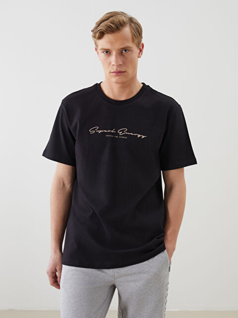 LCW ECO Bisiklet Yaka Baskılı Penye Erkek Tişört - S5J841Z8-CVL