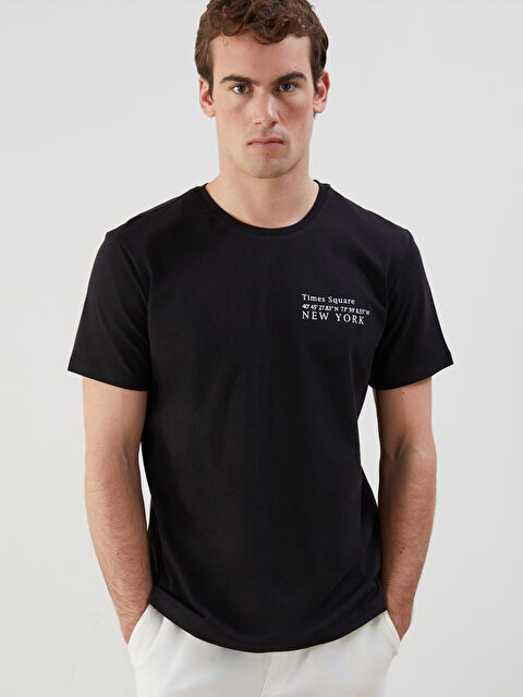 LCW ECO Bisiklet Yaka New York Baskılı Penye Erkek Tişört - S5J845Z8-CVL