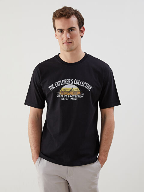 LCW ECO Bisiklet Yaka Baskılı Penye Erkek Tişört - S5J857Z8-CVL