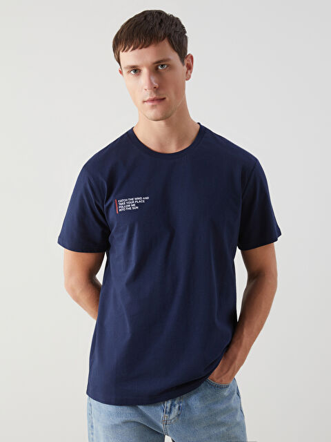 LCW ECO Bisiklet Yaka Kısa Kollu Baskılı Penye Erkek Tişört - S5J861Z8-CRP