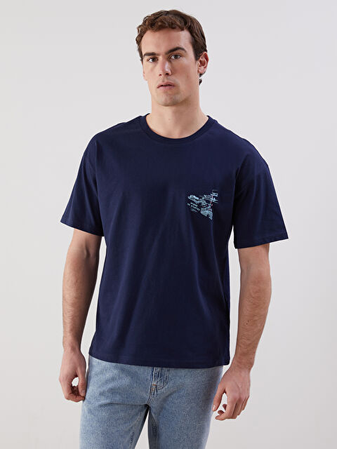 LCW ECO Bisiklet Yaka Baskılı Penye Erkek Tişört - S5J867Z8-CRP