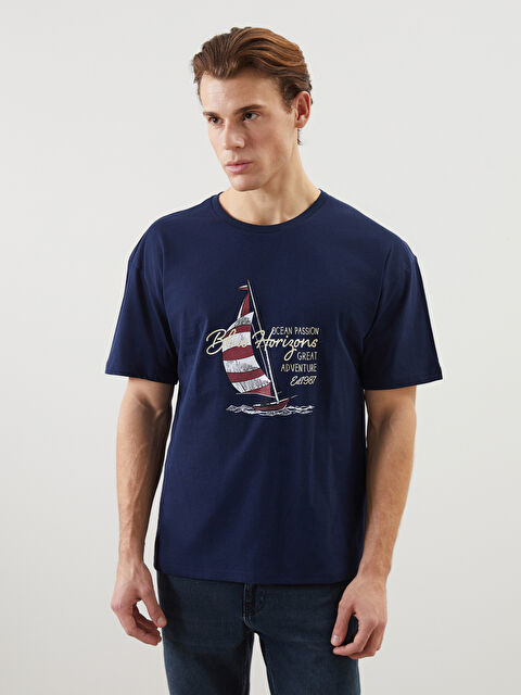 LCW ECO Bisiklet Yaka Kısa Kollu Baskılı Penye Erkek Tişört - S5J868Z8-CRP