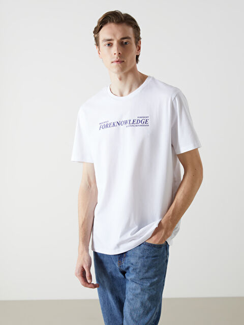 LCW ECO Bisiklet Yaka Kısa Kollu Baskılı Penye Erkek Tişört - S5J874Z8-J5E