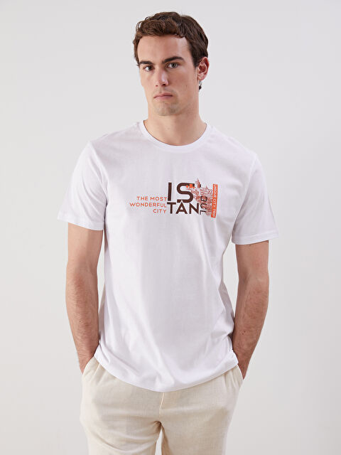 LCW ECO Bisiklet Yaka Kısa Kollu İstanbul Baskılı Erkek Penye Tişört - S5J882Z8-J5E