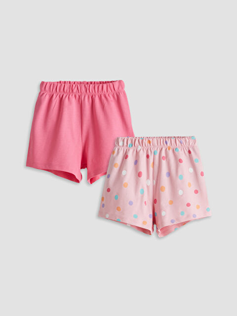 LCW Kids Beli Lastikli Baskılı Kız Çocuk Şort 2'li - S5J886Z1-LT4