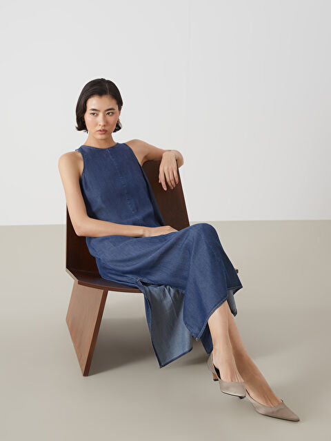 LCW ECO Bisiklet Yaka Kadın Jean Elbise - S5J914Z8-507