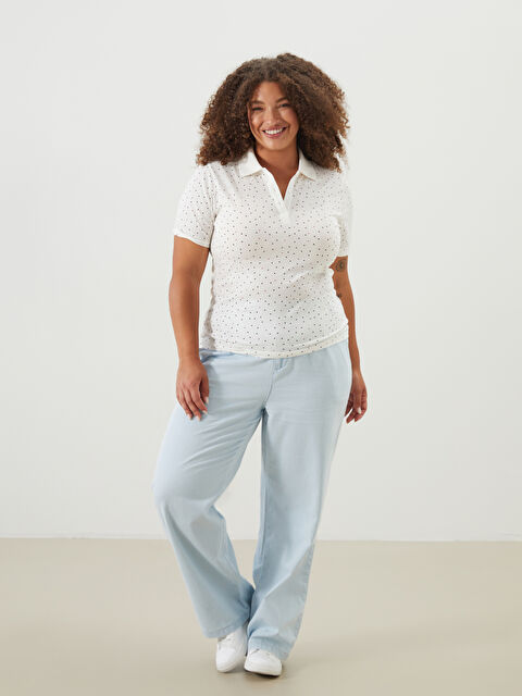 LCWAIKIKI Classic Polo Neck Patterned Women's T-Shirt - S5J940Z8-LRA