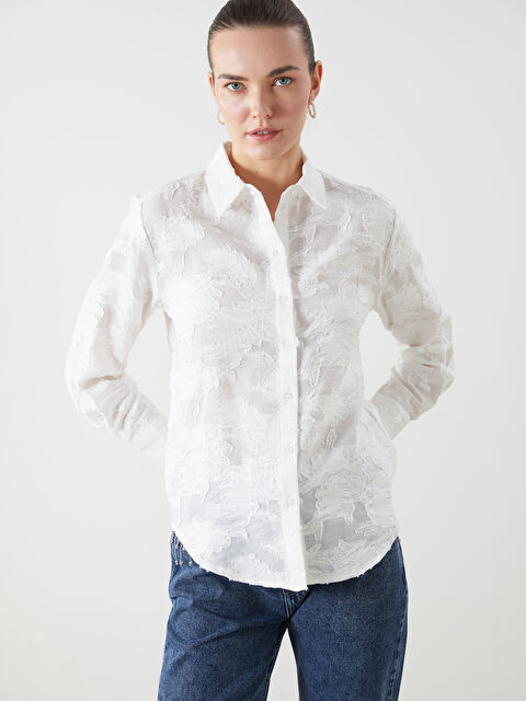 LCWAIKIKI Classic Loose Fit Desenli Kadın Gömlek - S5J948Z8-EEW