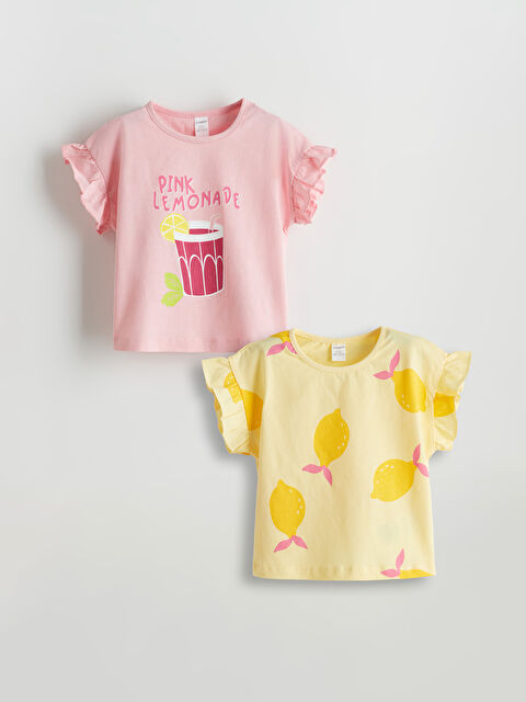 LCW baby Crew Neck Printed Girls' T-Shirt 2 Pack - S5J958Z1-QWL
