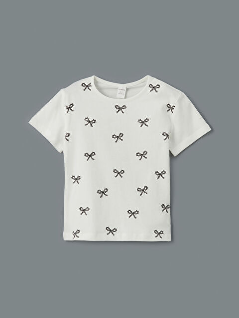 LCW baby Bisiklet Yaka Kurdele Detaylı Kız Çocuk Tişört - S5JB02Z1-R9J