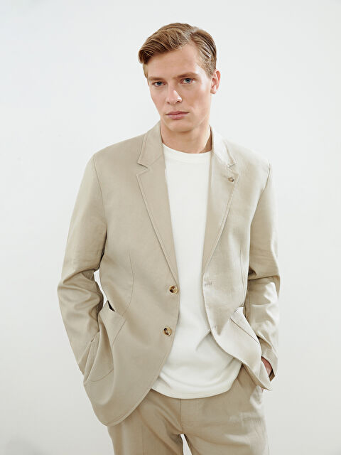 SOUTHBLUE Standart Kalıp Keten Görünümlü Erkek Blazer Ceket - S5JB15Z8-GE8