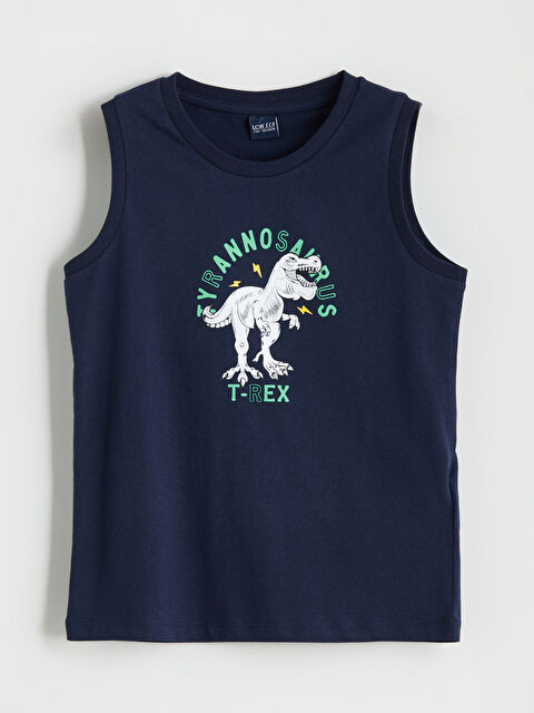 LCW ECO Bisiklet Yaka Dinozor Baskılı Erkek Çocuk Atlet - S5JB77Z4-JC7