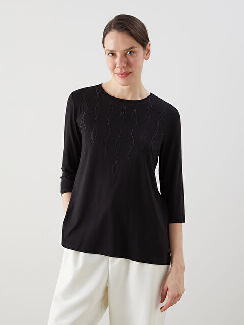 LCW Grace Bisiklet Yaka Taşlı Kadın Bluz - S5JC00Z8-CVL