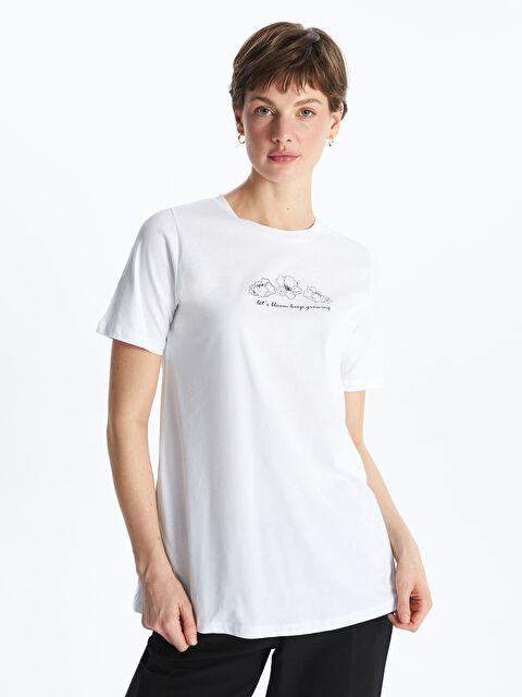 LCW ECO Bisiklet Yaka Baskılı Hamile Tişört - S5JD27Z8-J5E