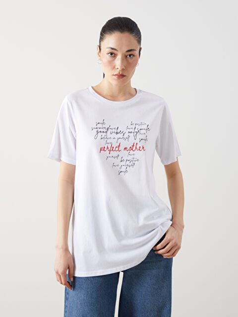 LCW ECO Bisiklet Yaka Baskılı Hamile Tişört - S5JD28Z8-J5E