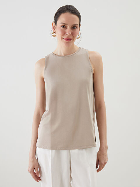 LCWAIKIKI Classic Bisiklet Yaka Kadın Atlet - S5JD69Z8-GEY