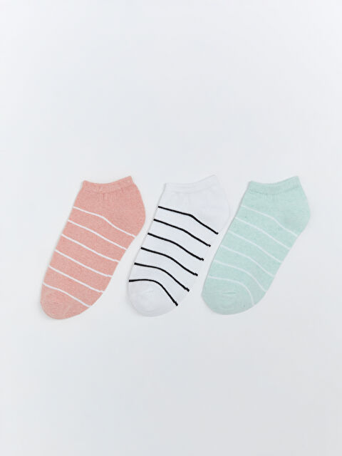 LCW ECO Çizgili Kadın Patik Çorap 3'lü - S5JE58Z8-VHB