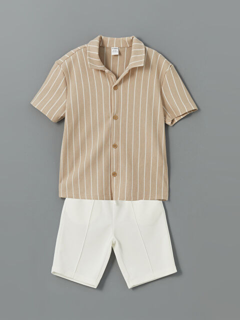 LCW Kids Çizgili Erkek Çocuk Gömlek ve Şort 2'li - S5JF00Z1-ELZ