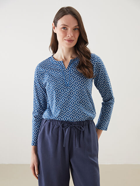 LCW Grace Kaçık Yaka Desenli Kadın Bluz - S5JF02Z8-LQQ