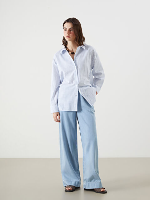 LCW Jeans Beli Lastikli Wideleg Kadın Jean Pantolon - S5JF07Z8-311