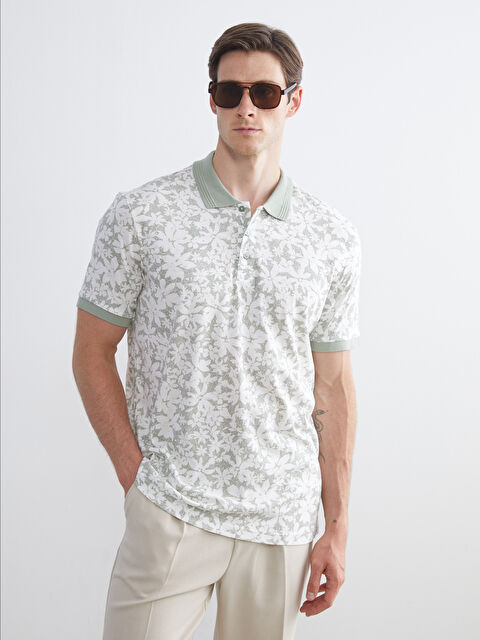 LCWAIKIKI Classic Polo Yaka Desenli Penye Erkek Tişört - S5JF74Z8-LRR