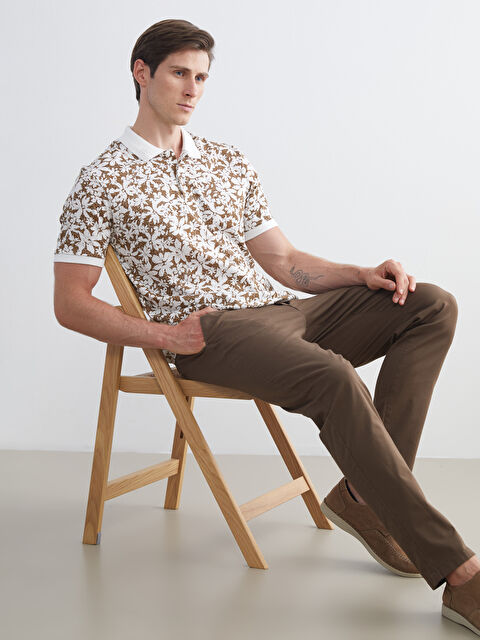 LCWAIKIKI Classic Polo Yaka Desenli Penye Erkek Tişört - S5JF74Z8-LRA