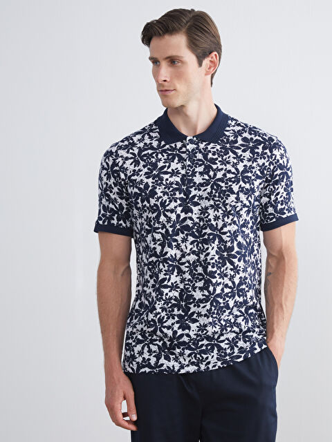 LCWAIKIKI Classic Polo Yaka Desenli Penye Erkek Tişört - S5JF74Z8-LSJ