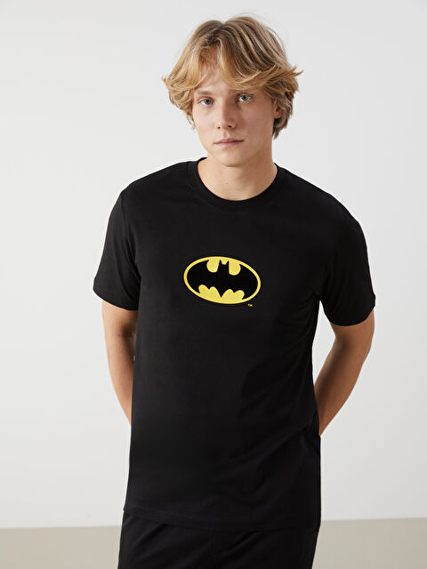 XSIDE Bisiklet Yaka Penye Batman Baskılı Erkek Tişört - S5JF79Z8-CVL