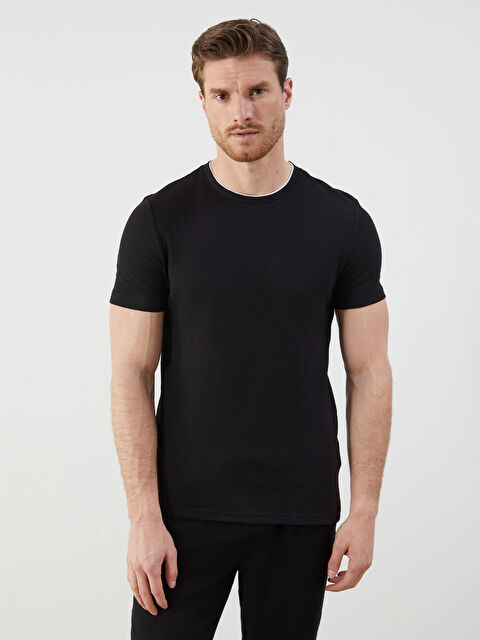 LCWAIKIKI Classic Bisiklet Yaka Düz Erkek Tişört - S5JF99Z8-CVL